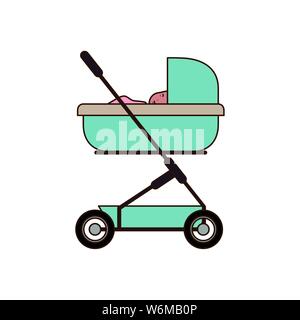 Isolated baby boy inside stroller design Stock Vector