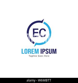 Initial EC logo template with modern frame. Minimalist EC letter logo vector illustration design Stock Vector