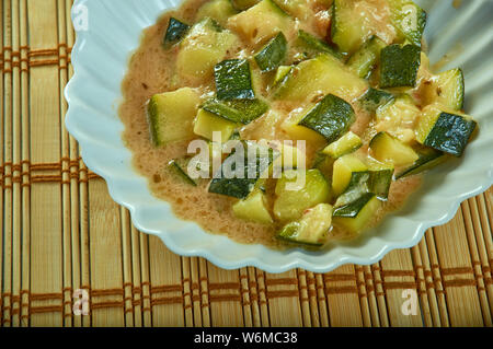 Khatta Meetha Kaddu, Punjabi  sweet sour pumpkin with fenugreek seeds. Stock Photo