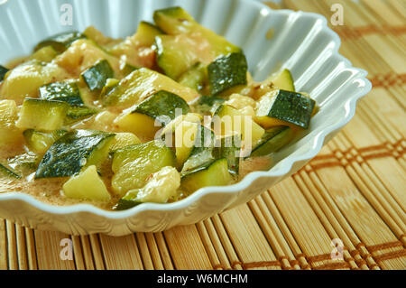 Khatta Meetha Kaddu, Punjabi  sweet sour pumpkin with fenugreek seeds. Stock Photo