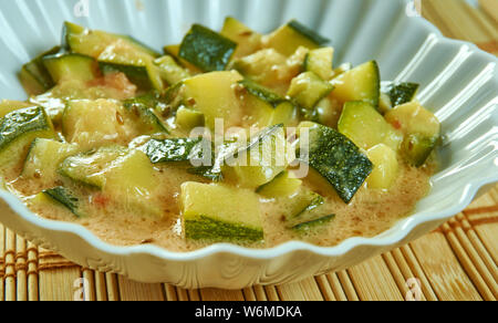 Khatta Meetha Kaddu, Punjabi  sweet sour pumpkin with fenugreek seeds. Stock Photo