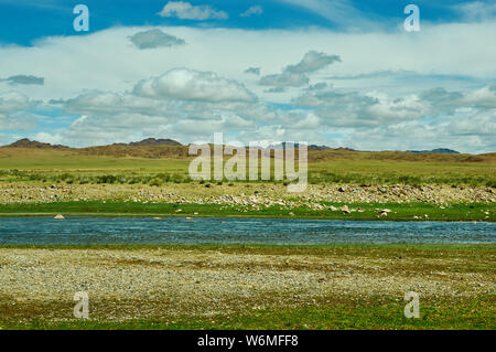 Mountain plateau in the area Zavkhan River,  river in the Govi-Altai Mongolia Stock Photo