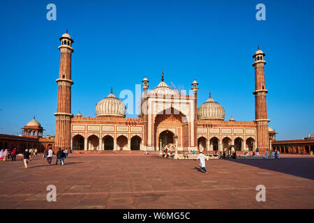 India, Delhi, Old Delhi, Jama Masjid mosque build by Shah Jahan, the moghol emperor Stock Photo