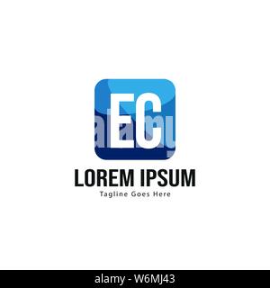 Initial EC logo template with modern frame. Minimalist EC letter logo vector illustration design Stock Vector
