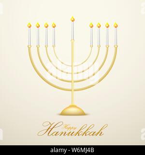 Hanukkah, the jewish festival of lights festive background with menorah on white abstract background. Stock Vector