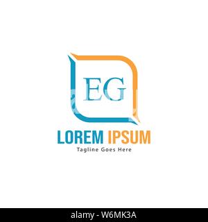 Initial EG logo template with modern frame. Minimalist EG letter logo vector illustration design Stock Vector