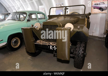 Old car GAZ 67B, model 1943 year, made in USSR. Festival OLD CAR Land. May 12, 2019. KIev, Ukraine Stock Photo