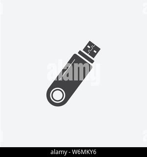 Flash Usb glyph icon. Monochrome style design simple element. Black color flash usb icon for web and mobile. Computer collection Stock Vector