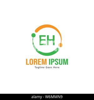 Initial EH logo template with modern frame. Minimalist EH letter logo vector illustration design Stock Vector
