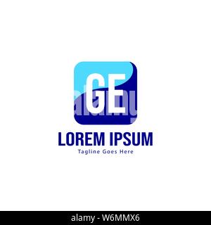 Initial GE logo template with modern frame. Minimalist GE letter logo vector illustration design Stock Vector