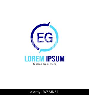 Initial EG logo template with modern frame. Minimalist EG letter logo vector illustration design Stock Vector