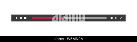 Minimized video player bar or audio player control panel Stock Vector