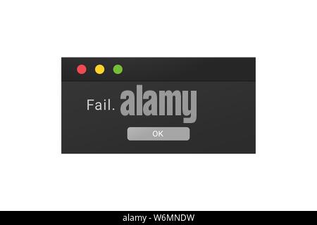 Dark theme of an error message popup in a night mode Stock Vector