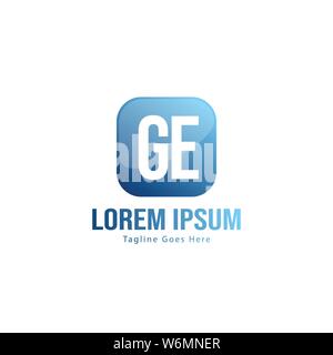 Initial GE logo template with modern frame. Minimalist GE letter logo vector illustration design Stock Vector
