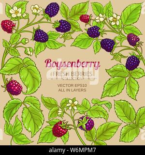 boysenberry vector frame on color background Stock Vector