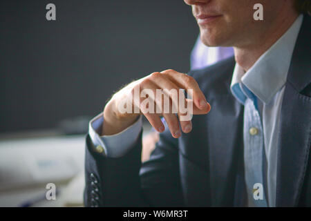 Image of business partners discussing documents and ideas at me Stock Photo