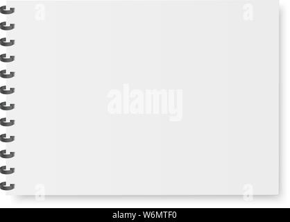 Mock up of organizer or diary isolated. A4. Blank notebook, copybook, menu with metallic spiral. Stock Vector