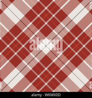 Tartan Pattern in Red and White . Texture for plaid, tablecloths, clothes, shirts, dresses, paper, bedding, blankets, quilts and other textile product Stock Vector