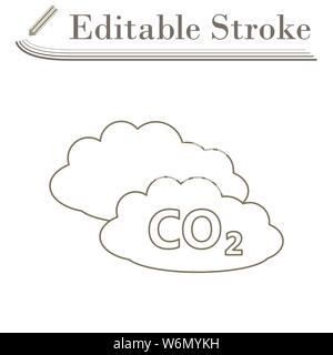 CO 2 Cloud Icon. Editable Stroke Simple Design. Vector Illustration. Stock Vector