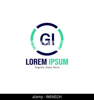 Initial GI logo template with modern frame. Minimalist GI letter logo vector illustration design Stock Vector