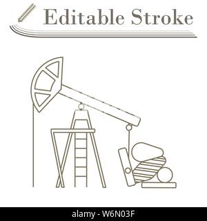Oil Pump Icon. Editable Stroke Simple Design. Vector Illustration. Stock Vector