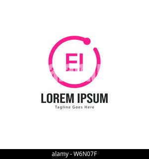 Initial EI logo template with modern frame. Minimalist EI letter logo vector illustration design Stock Vector