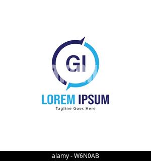 Initial GI logo template with modern frame. Minimalist GI letter logo vector illustration design Stock Vector