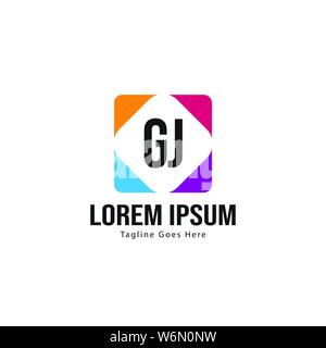Initial GJ logo template with modern frame. Minimalist GJ letter logo vector illustration design Stock Vector