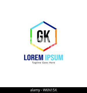 Initial GK logo template with modern frame. Minimalist GK letter logo vector illustration design Stock Vector