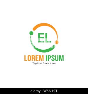 Initial EL logo template with modern frame. Minimalist EL letter logo vector illustration design Stock Vector