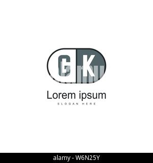 Initial GK logo template with modern frame. Minimalist GK letter logo vector illustration design Stock Vector