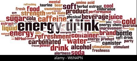 Energy drink word cloud concept. Collage made of words about energy drink. Vector illustration Stock Vector