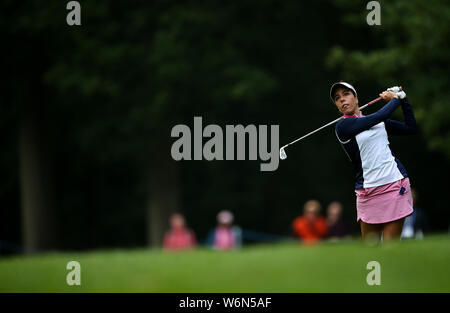 England's Georgia Hall on the 4th hole during day two of the AIG Women's British Open at Woburn Golf Club, Little Brickhill. Stock Photo