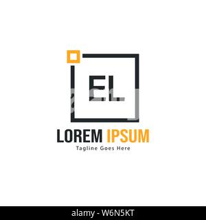 Initial EL logo template with modern frame. Minimalist EL letter logo vector illustration design Stock Vector