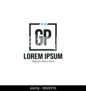 Initial GP logo template with modern frame. Minimalist GP letter logo vector illustration design Stock Vector