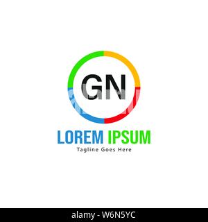 Initial GN logo template with modern frame. Minimalist GN letter logo vector illustration design Stock Vector