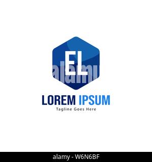 Initial EL logo template with modern frame. Minimalist EL letter logo vector illustration design Stock Vector