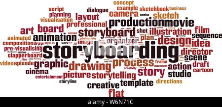 Storyboarding cloud concept. Collage made of words about storyboarding. Vector illustration Stock Vector