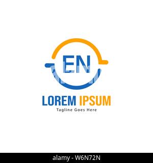 Initial EN logo template with modern frame. Minimalist EN letter logo vector illustration design Stock Vector
