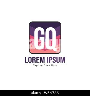Initial GQ logo template with modern frame. Minimalist GQ letter logo vector illustration design Stock Vector