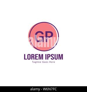 Initial GP logo template with modern frame. Minimalist GP letter logo vector illustration design Stock Vector