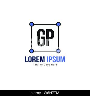 Initial GP logo template with modern frame. Minimalist GP letter logo vector illustration design Stock Vector