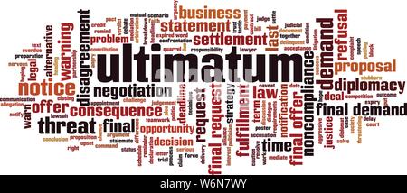 Ultimatum word cloud concept. Collage made of words about ultimatum. Vector illustration Stock Vector