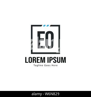 Initial EO logo template with modern frame. Minimalist EO letter logo vector illustration design Stock Vector