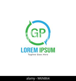 Initial GP logo template with modern frame. Minimalist GP letter logo vector illustration design Stock Vector