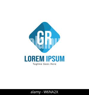 Initial GR logo template with modern frame. Minimalist GR letter logo vector illustration design Stock Vector