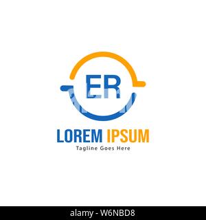 Initial ER logo template with modern frame. Minimalist ER letter logo vector illustration design Stock Vector