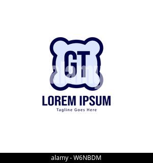 Initial GT logo template with modern frame. Minimalist GT letter logo vector illustration design Stock Vector