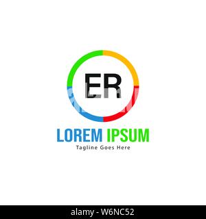 Initial ER logo template with modern frame. Minimalist ER letter logo vector illustration design Stock Vector