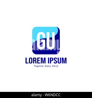 Initial GU logo template with modern frame. Minimalist GU letter logo vector illustration design Stock Vector